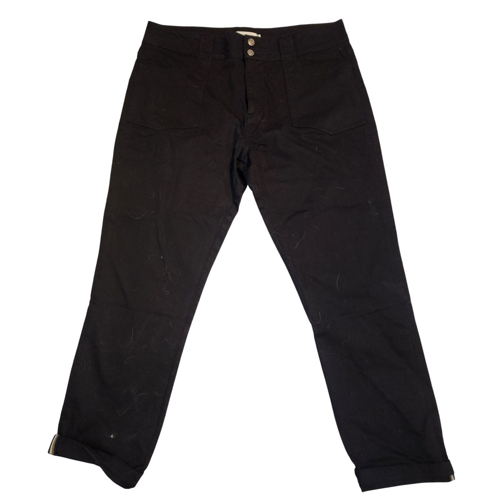 Aventura Women Black Organic Cotton Stretch Straight‎ Leg Pants Size 16 Cuffed